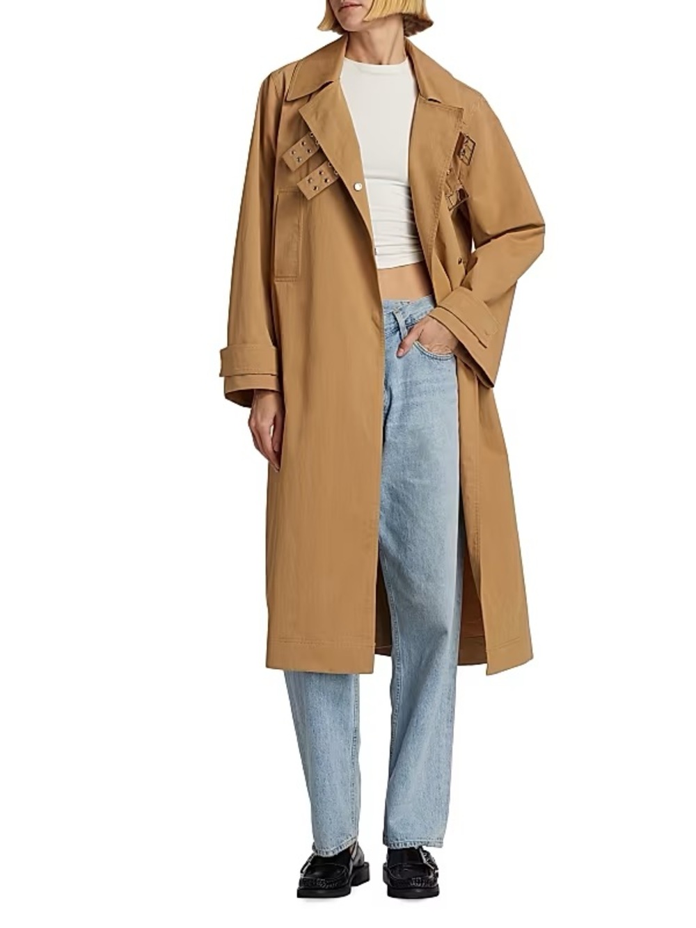 Ganni Tan Buckle Trench Coat